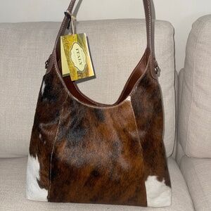 SOLD - CAVALCANTI Cowhide Cow Hair Genuine Leather Made in Italy Hobo Bag NWT